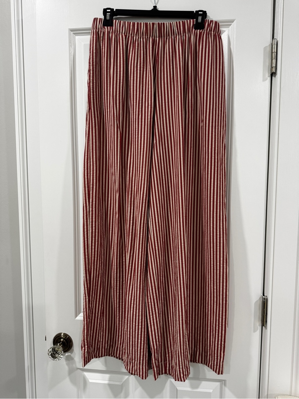 Evereve Red and White Striped Wide Leg Pants